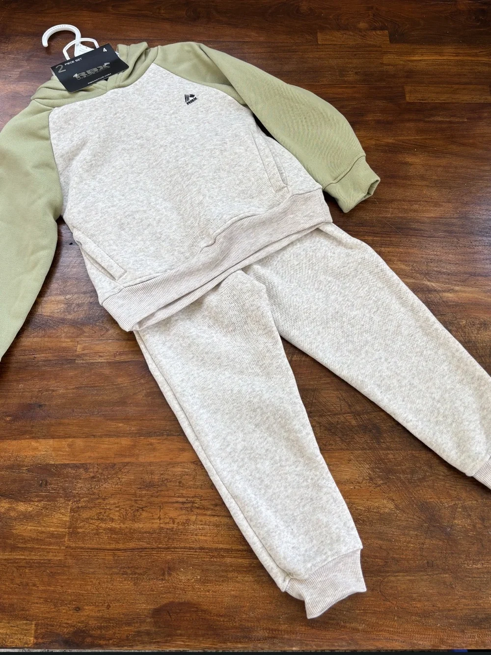 RBX Two-Tone Kids Hoodie & Jogger Set - Sage Green and Light Gray